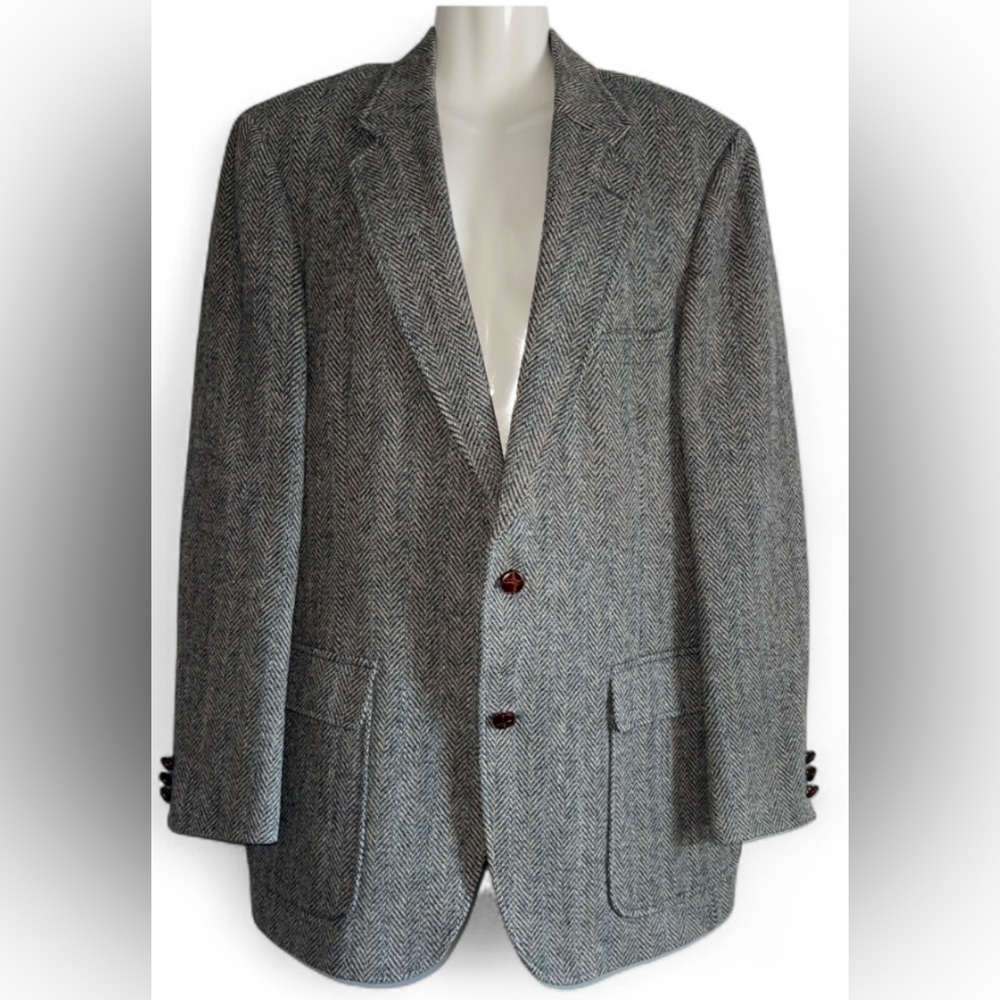 Harris  Tweed Elegant Gray Herringbone Blazer Excellent condition